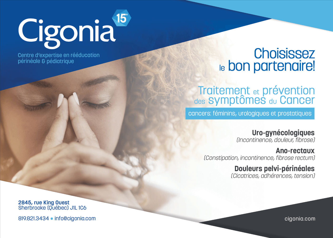 Cigonia | Centre d'expertise en rééducation périnéale et pédiatrique | Sherbrooke | L’après-cancer : un pas à la fois